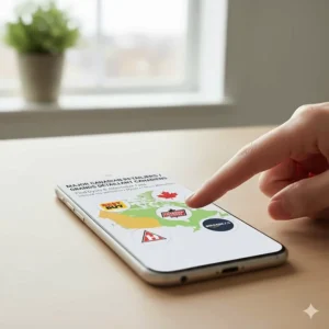 A digital map highlighting major Canadian retailers like Best Buy, Canadian Tire, and Amazon.ca for purchasing cooling fans.