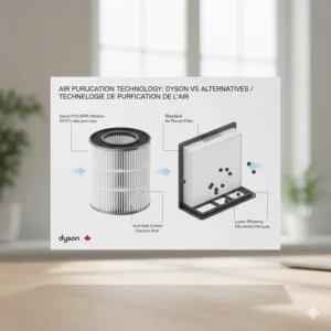 Technical comparison of Dyson H13 HEPA filtration technology against standard air purifier filters available in the Canadian market.