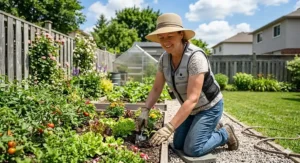 An illustration featuring the best cooling vest (gilet de refroidissement) with bilingual English and French labels and Canadian designed text.
