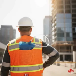 Back view of a breathable high visibility cooling vest showing airflow panels for maximum temperature control.