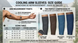 Comprehensive size guide for cooling arm sleeves UV protection to ensure a compression fit.