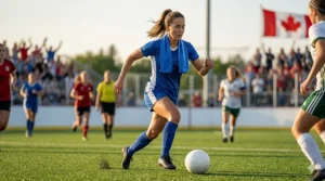 An athlete wearing a breathable cooling neck wrap during a summer soccer match or "hockey dryland" training session.