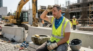 A female gardener wearing a cooling bandana for neck comfort while pruning plants in a sunny Ontario backyard.