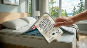 Canadian market cooling mattress pad for night sweats with bilingual English and French labeling.