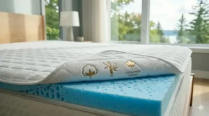 Sustainable bamboo cooling mattress pad for night sweats, ideal for eco-conscious Canadian shoppers.