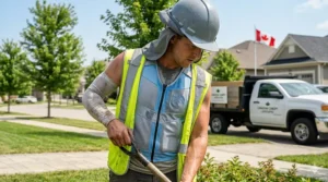 Industrial-grade evaporative cooling vest designed for long shifts in the Canadian summer heat.