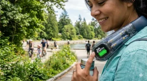 Long-lasting battery life of a silent neck fan for Canadian summer commutes.