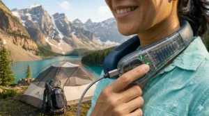 Convenient USB-rechargeable silent neck fan for on-the-go cooling.