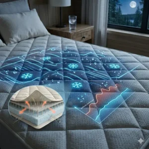 Infographic showing how a cooling mattress pad for night sweats maintains a steady body temperature throughout the night.