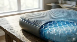 High-quality breathable fabric cover on the cooling gel cushion, designed for comfort during long gaming sessions.