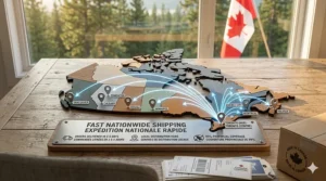 An illustration promoting fast and reliable shipping options for a cooling mattress pad under $100 to customers across all provinces of Canada.