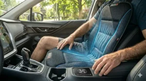 Quiet ventilation system inside a cooling car seat pad for quiet rides.