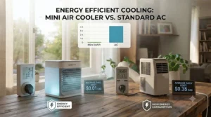 Chart showing how cooling performance drops as humidity increases.