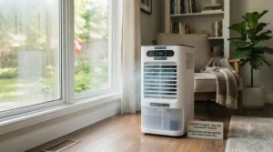 Using a portable evaporative cooler in a well-ventilated Canadian home.