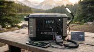 Versatile power bank cooler for camping trip featuring USB-C ports to charge smartphones and GPS devices alongside food cooling.