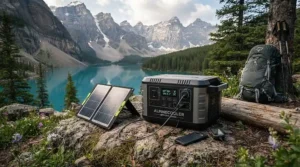 An off-grid power bank cooler for camping trip adventures deep in the Canadian wilderness, running smoothly without standard electrical hookups.