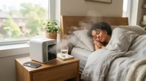 Diagram showing the effective cooling range of a personal AC in a bedroom.