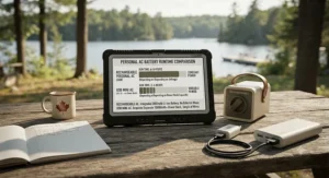 Chart illustration mapping out battery life hours for a rechargeable personal AC during off-grid cottage weekends.