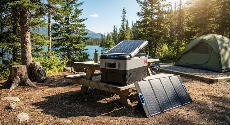 Comparison chart showing solar-powered coolers versus battery-powered coolers for Canadian outdoor activities. solar powered cooler vs battery powered cooler