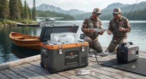 A heavy-duty generator-compatible cooler showcasing superior ice retention on a Canadian fishing trip.