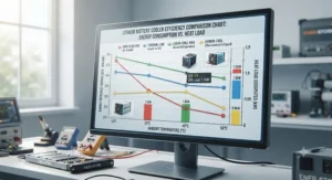 Performance chart comparing energy efficiency rates of different lithium battery cooler models.