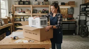 Preparing an 8000 BTU window AC for small cottage for seasonal removal and winter storage.