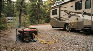 A heavy-duty generator for RV air conditioner managing starting watts versus running watts for a camper AC.