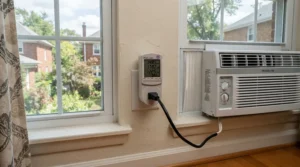 Analyzing energy efficiency ratings for a Midea vs Frigidaire window air conditioner during peak summer in Canada.
